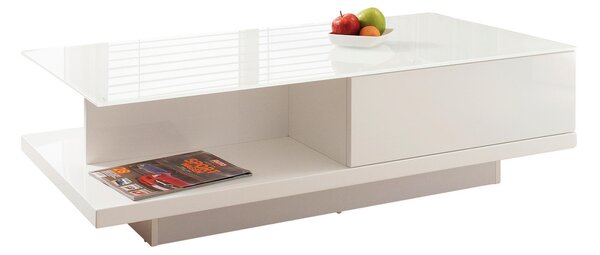 KONFERENČNÍ STOLEK, vysoce lesklá bílá, sklo, kompozitní dřevo, 120/60/36 cm Livetastic - Konferenční stolky, Online Only