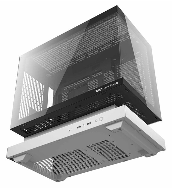 Počítačová skříň Darkflash F1 (bílá) + 6 ventilátorů ARGB