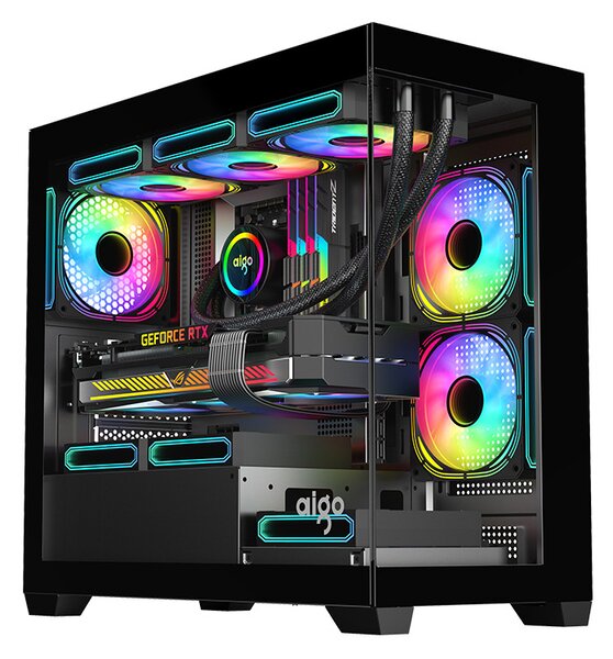 Počítačová skříň Darkflash C218M + 6 ventilátorů ARGB (černé)