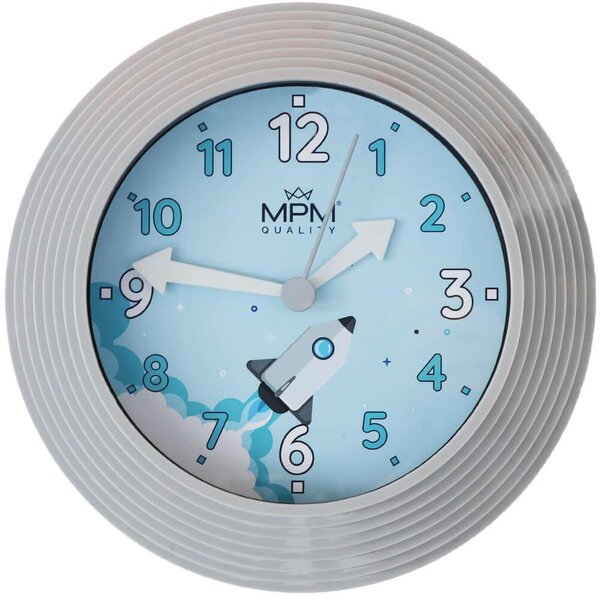 MPM Dětské nástěnné modré hodiny - Raketa MPM E01.2690.72 (MPM Dětské nástěnné modré hodiny - Raketa MPM E01.2690.72)