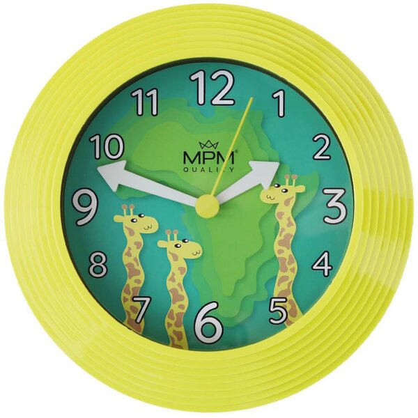 MPM Dětské žluté nástěnné hodiny se žirafou E01.2690.41