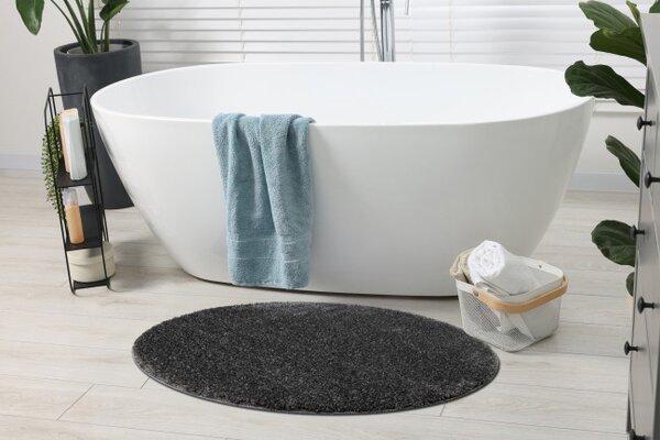 Koupelnový kobereček SYNERGY glamour / lurex, šedý kruh