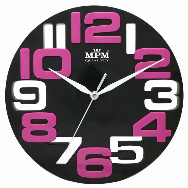 MPM Černo fialové nástěnné kulaté dětské hodiny MPM E01.3064 (MPM Černo fialové nástěnné kulaté dětské hodiny MPM E01.3064)