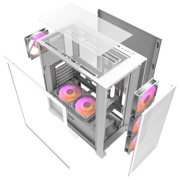 Počítačová skříň Darkflash DRX70 MESH + 4 ventilátory RGB (bílá)