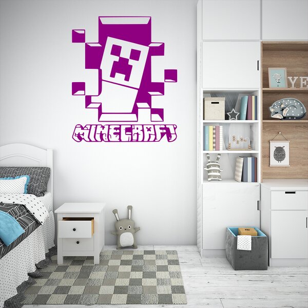 Živá Zeď Samolepka Minecraft hra Barva: černá