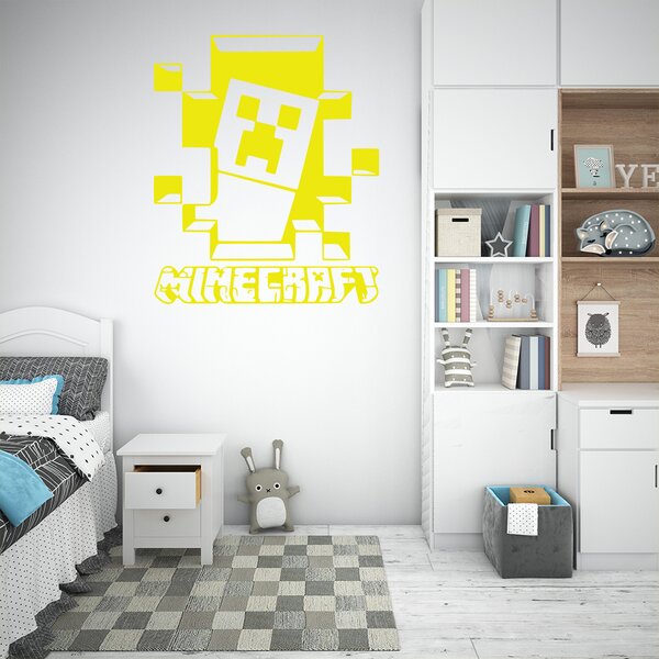 Živá Zeď Samolepka Minecraft hra Barva: černá