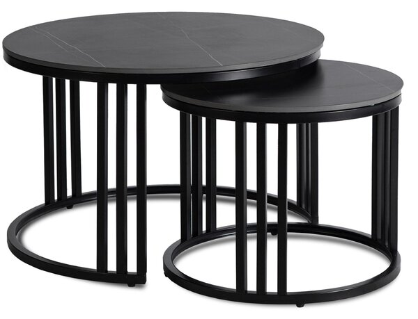 Set 2 konferenčních stolků Jugada (mramor černý + černá). 1119273