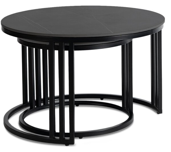 Set 2 konferenčních stolků Jugada (mramor černý + černá). 1119273