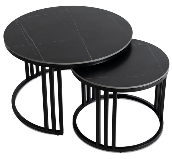Set 2 konferenčních stolků Jugada (mramor černý + černá). 1119273