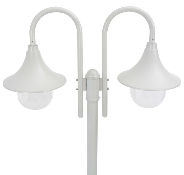 Zahradní sloupová lampa 2 ramena E27 220 cm hliník bílá
