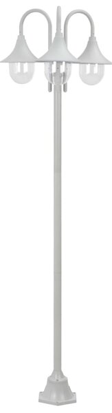 Zahradní sloupová lampa 3 ramena E27 220 cm hliník bílá