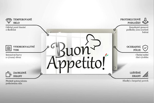 Krájecí prkénko skleněné Buon appetito!