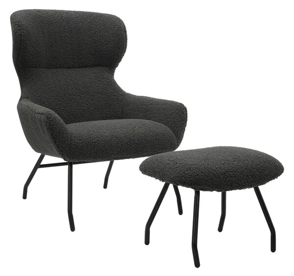 KŘESLO S PODNOŽKOU, textil, antracitová Livetastic - Online Only křesla & taburety, Online Only