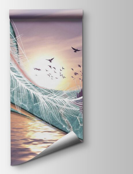 Fototapeta Barevné peří a ptáci létající nad vodou, 3D fototapety, Populární fototapety, u59821 - Tapeko.co.cz