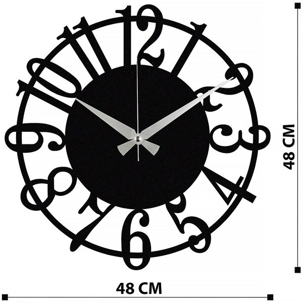 NÁSTĚNNÉ HODINY černá 48/48/0,12 cm - Nástěnné hodiny, Online Only