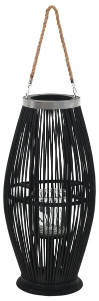 Závěsná lucerna na svíčku bambus 60 cm černá