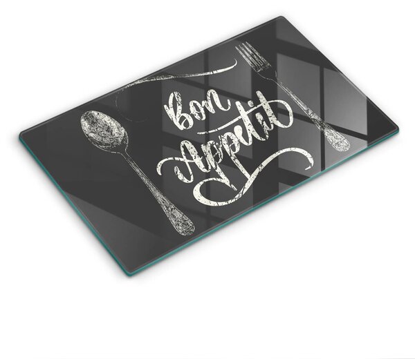 Skleněná deska do kuchyně Bon appetit nápis