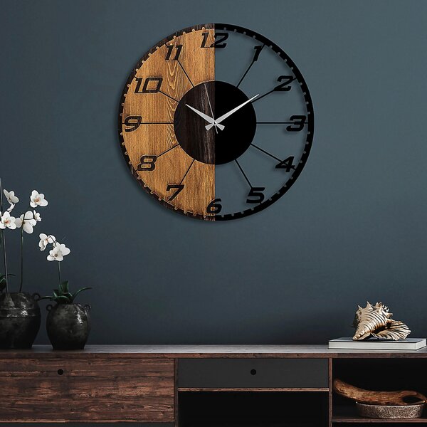 NÁSTĚNNÉ HODINY černá, barvy vlašských ořechů 56/56/3 cm - Nástěnné hodiny, Online Only
