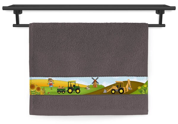 Dětský ručník Veba RUJANA tisk Malý farmář tmavá hnědá Velikost: 30x50 cm