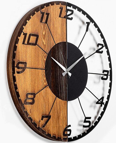 NÁSTĚNNÉ HODINY černá, barvy vlašských ořechů 56/56/3 cm - Nástěnné hodiny, Online Only
