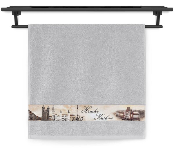Ručník Veba NORA tisk město Hradec Králové jemná ocel Velikost: 50x100 cm