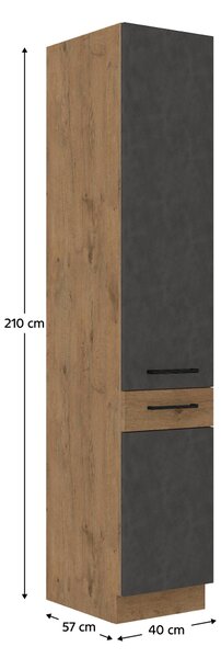 KONDELA Vysoká skříňka, šedá matná / dub lancelot, VEGA 40 DK-210 2F