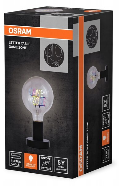 OSRAM 1906 Stolní LED lampa Letter Game Zone, nápis, neon, 1,2 W, patice E27, černá