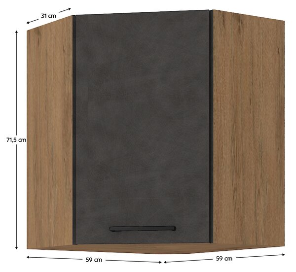 KONDELA Horní skříňka, dub lancelot / šedá matná, VEGA 58x58 GN-72 1F