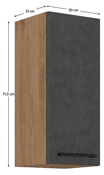 KONDELA Horní skříňka, šedá matná / dub lancelot, VEGA 30 G-72 1F