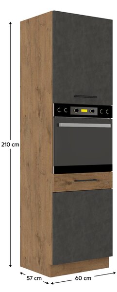 KONDELA Vysoká skříňka, dub lancelot / šedá matná, VEGA 60 DP-210 2F