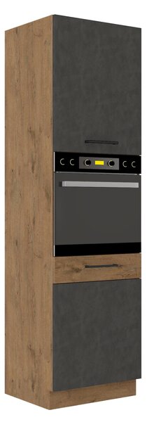 KONDELA Vysoká skříňka, dub lancelot / šedá matná, VEGA 60 DP-210 2F