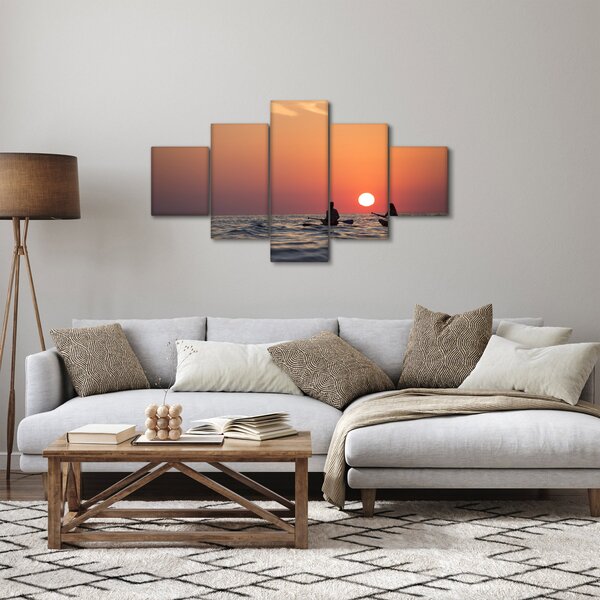 Obraz kanoistů při západu slunce (125x70 cm)