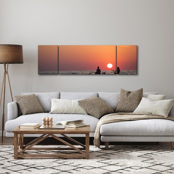 Obraz kanoistů při západu slunce (170x50 cm)