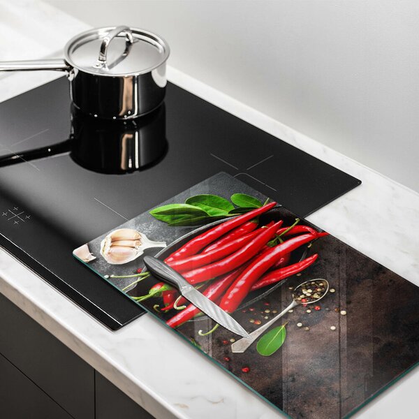 Krájecí prkénko skleněné Červené chilli papričky