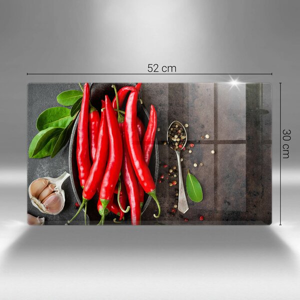 Krájecí prkénko skleněné Červené chilli papričky