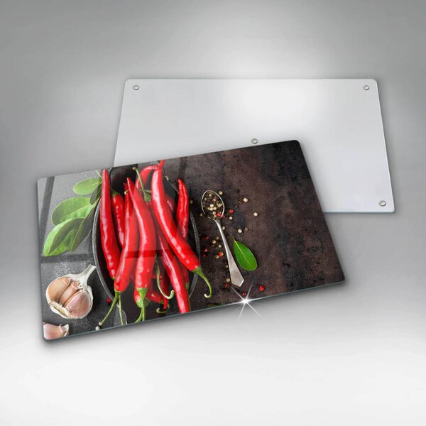 Krájecí prkénko skleněné Červené chilli papričky