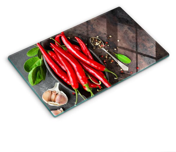 Krájecí prkénko skleněné Červené chilli papričky