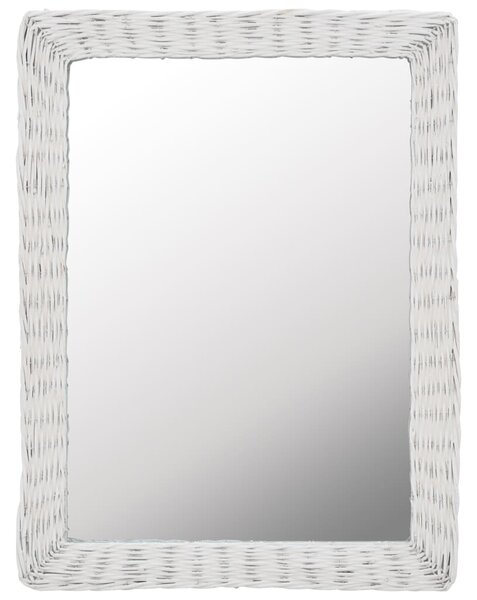 Zrcadlo s proutěným rámem 60 x 80 cm bílé