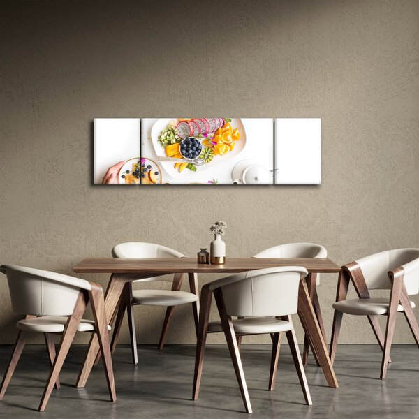 Obraz talířů s ovocem na stole (170x50 cm)