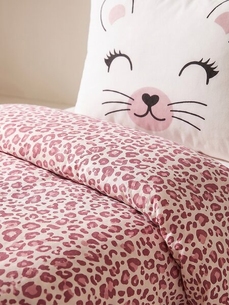 Sinsay - Bavlněné ložní povlečení s leopardím vzorem - růžová