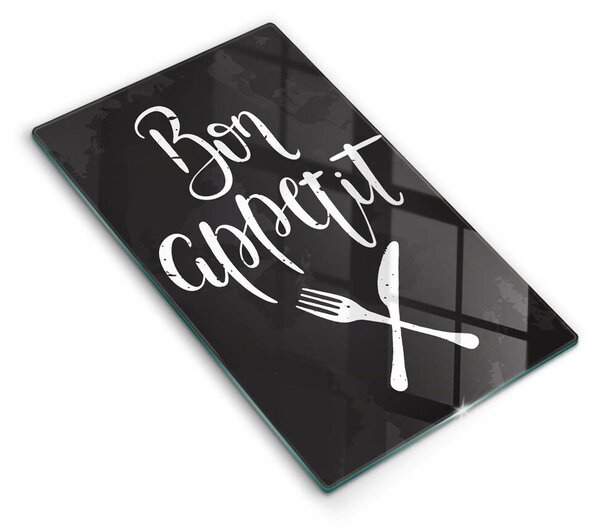 Skleněné krájecí prkénko Bon appetit nápis