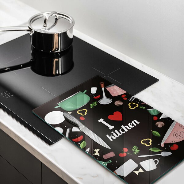 Skleněná krájecí deska I love kitchen