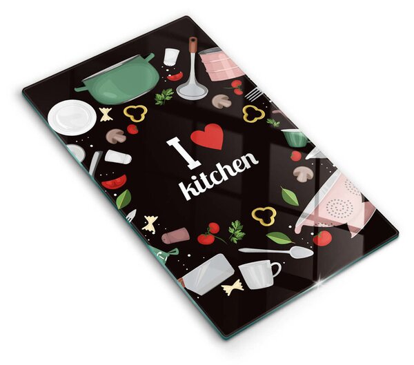 Skleněná krájecí deska I love kitchen