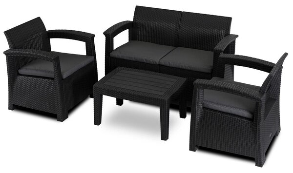 Zahradní set Consulto (černá + tmavě šedá) (pro 4 osoby)