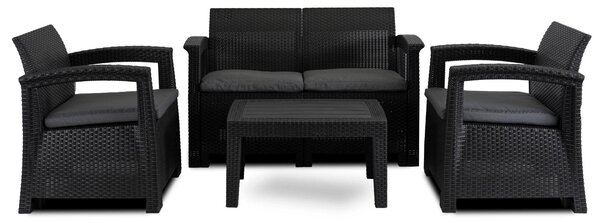 Zahradní set Consulto (černá + tmavě šedá) (pro 4 osoby)