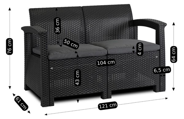 Zahradní set Consulto (černá + tmavě šedá) (pro 4 osoby)