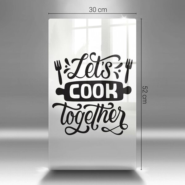Skleněná krájecí deska Napis Let's cook together