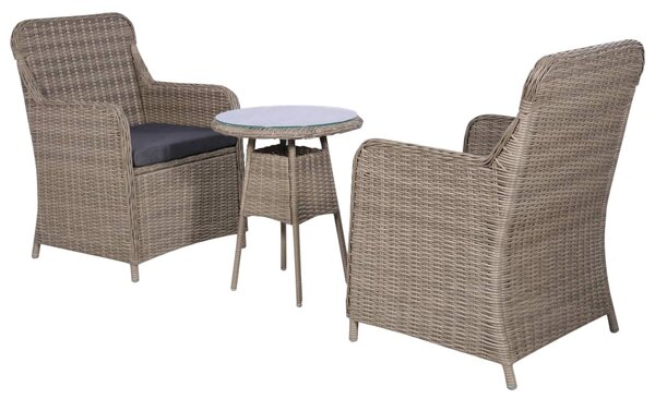 3dílný bistro set s poduškami hnědý polyratanový