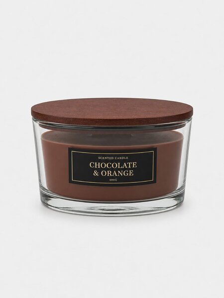 Sinsay - Vonná svíčka s dřevěným knotem Chocolate & Orange - hnědá