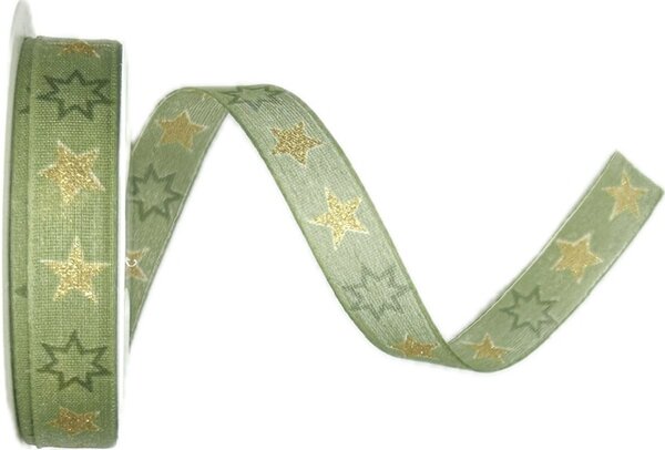Stuha vánoční NOVA STARLINE GREEN zelená 15mm x 3m (8,-Kč/m)